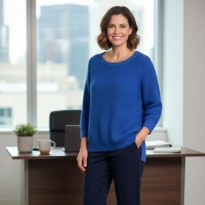 Express Women's Vibrant Blue Crew Neck Sweater